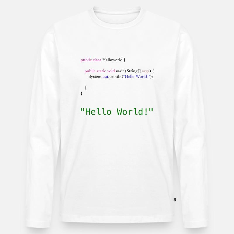 Hello World Code - Männer Premium Bio Langarmshirt - Weiß