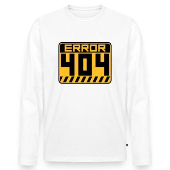 Error 404 Shield Warning - Men's Premium Organic Long Sleeve Shirt - white - Front - Nico (187cm)