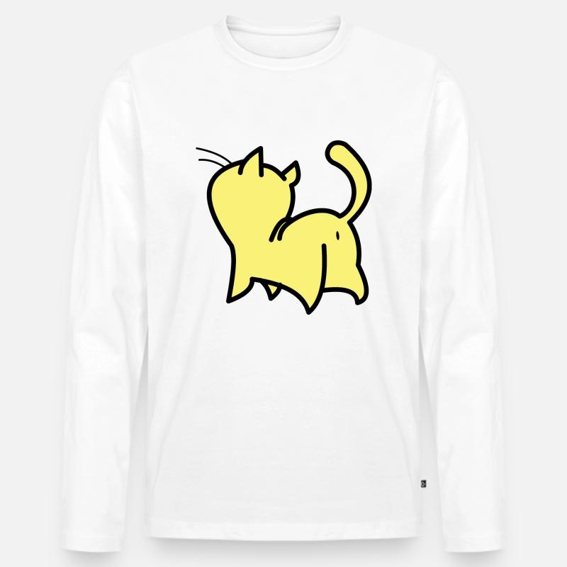 gelbe katze - Männer Premium Bio Langarmshirt - Weiß