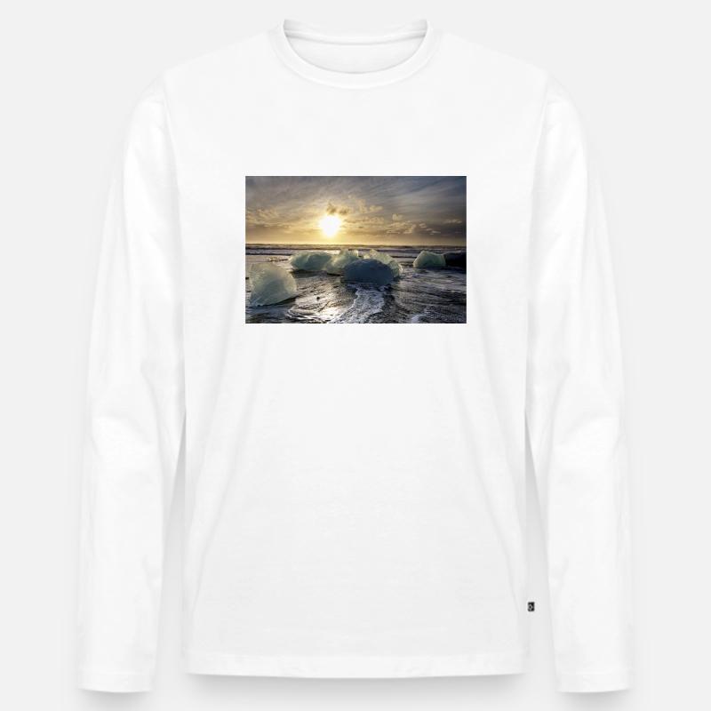 Isländischer Strand - Männer Premium Bio Langarmshirt - Weiß
