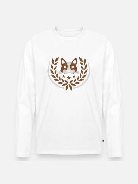 Emblem laurel wreath dog design - Men's Premium Organic Long Sleeve Shirt - white