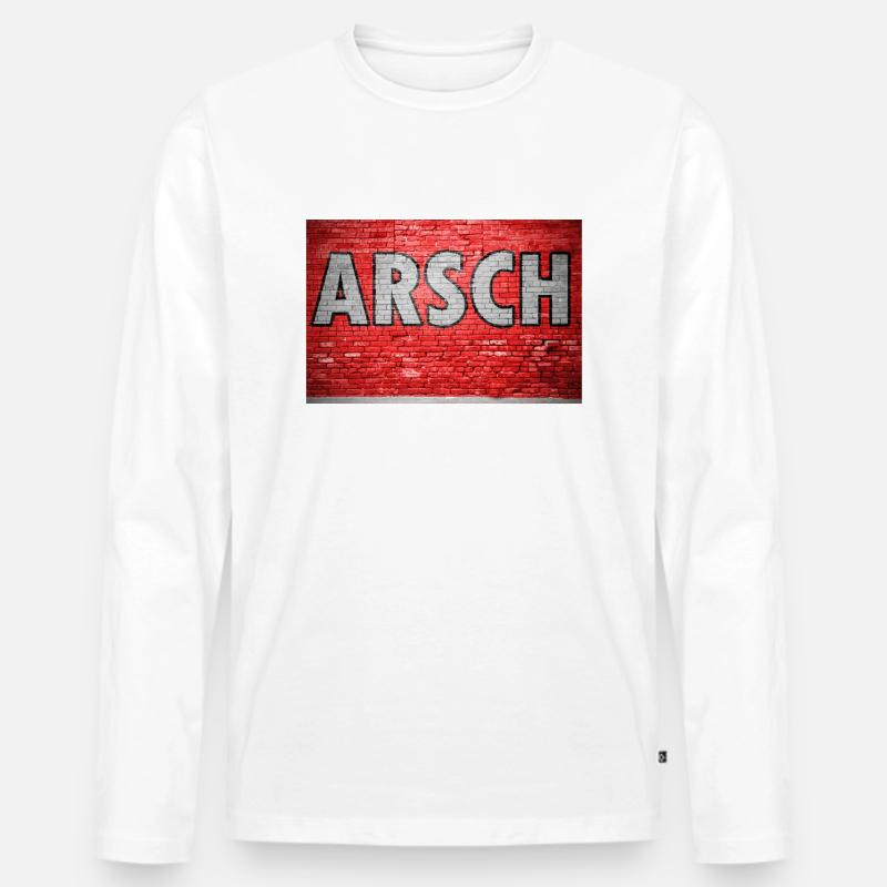 Arsch Ziegelsteinmauer Graffiti - Männer Premium Bio Langarmshirt - Weiß