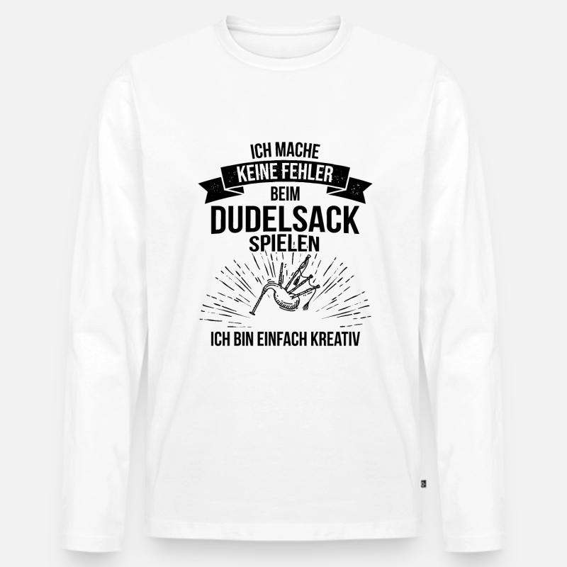 Dudelsack Dudelsackspieler Sackpfeife - Männer Premium Bio Langarmshirt - Weiß