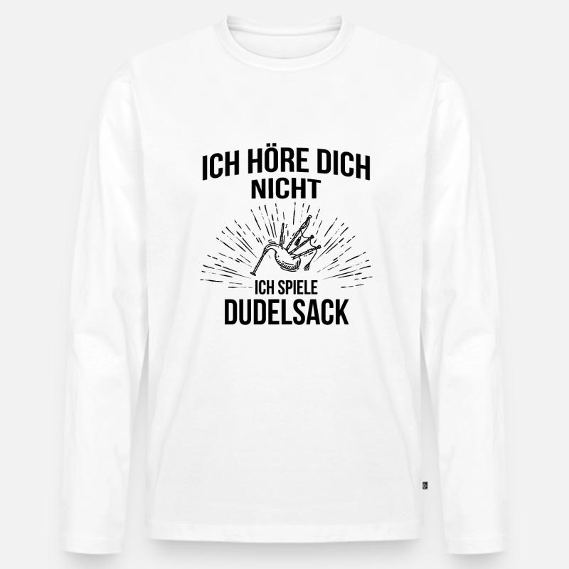 Dudelsack Dudelsackspieler Sackpfeife - Männer Premium Bio Langarmshirt - Weiß