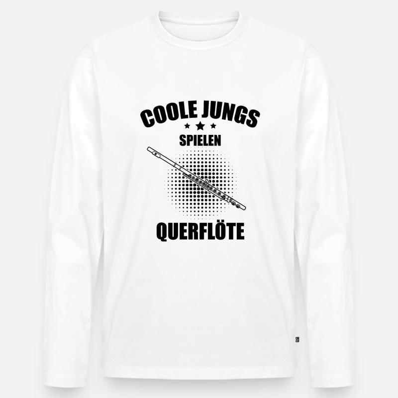 Querflöte Querflötenspieler Querflötist - Männer Premium Bio Langarmshirt - Weiß