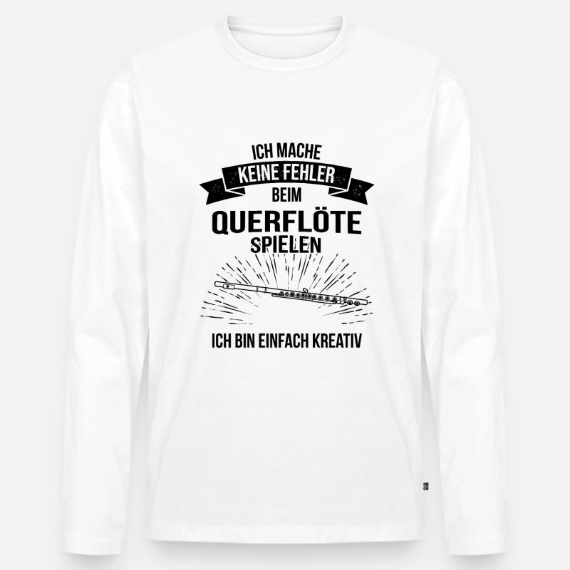 Querflöte Querflötenspieler Querflötist - Männer Premium Bio Langarmshirt - Weiß