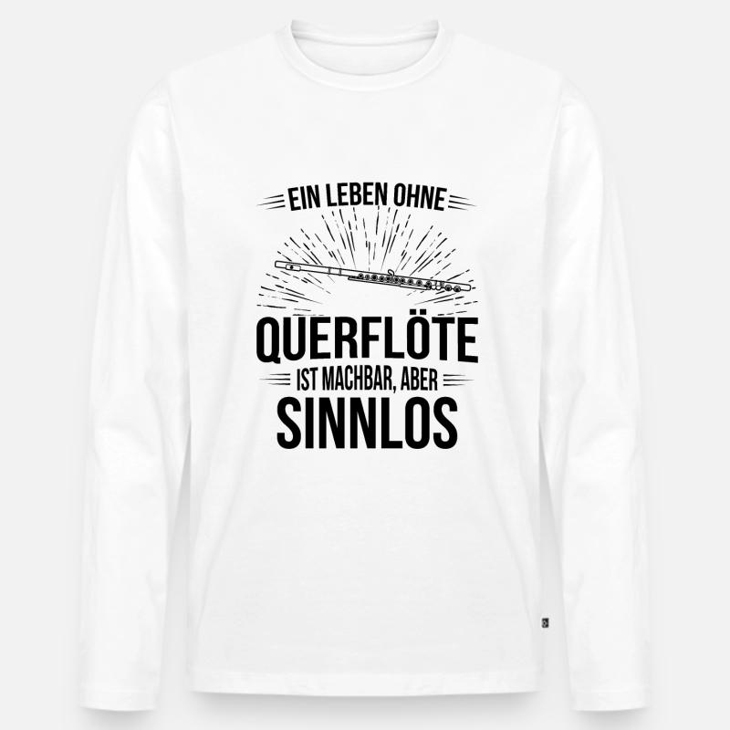 Querflöte Querflötenspieler Querflötist - Männer Premium Bio Langarmshirt - Weiß