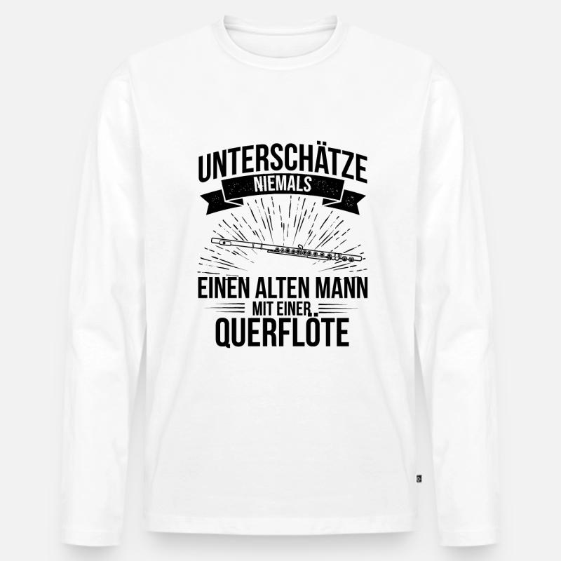 Querflöte Querflötenspieler Querflötist - Männer Premium Bio Langarmshirt - Weiß