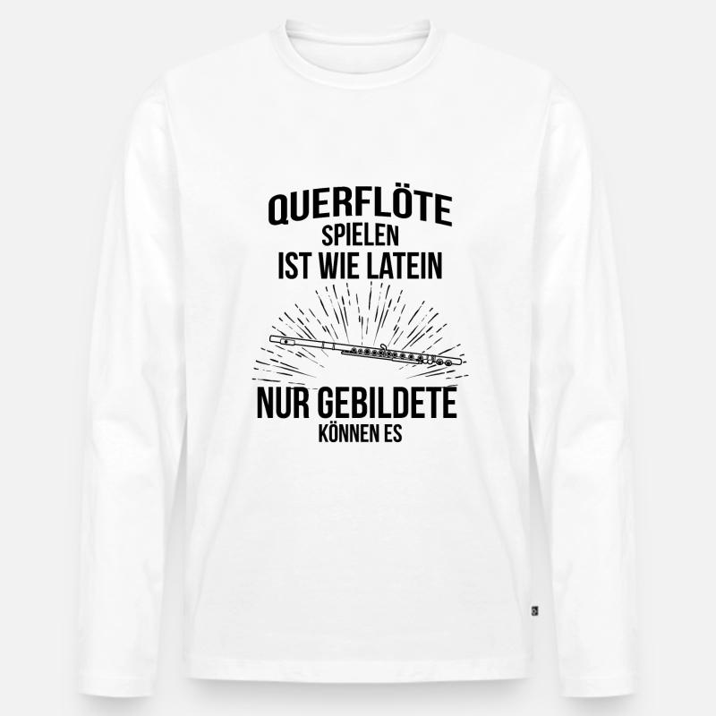 Querflöte Querflötenspieler Querflötist - Männer Premium Bio Langarmshirt - Weiß