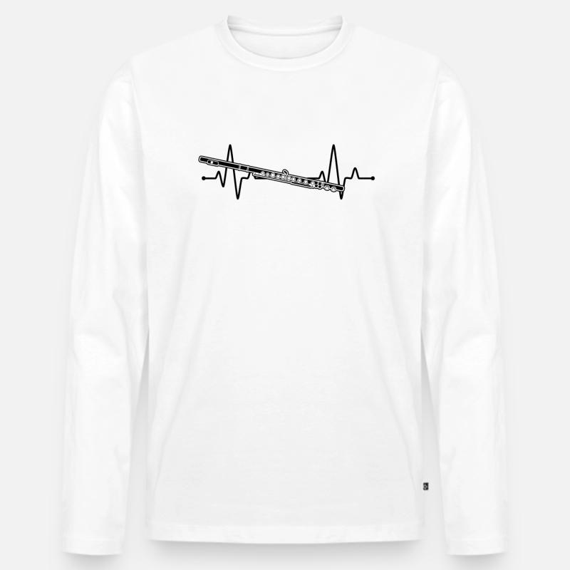 Querflöte Querflötenspieler Querflötist - Männer Premium Bio Langarmshirt - Weiß