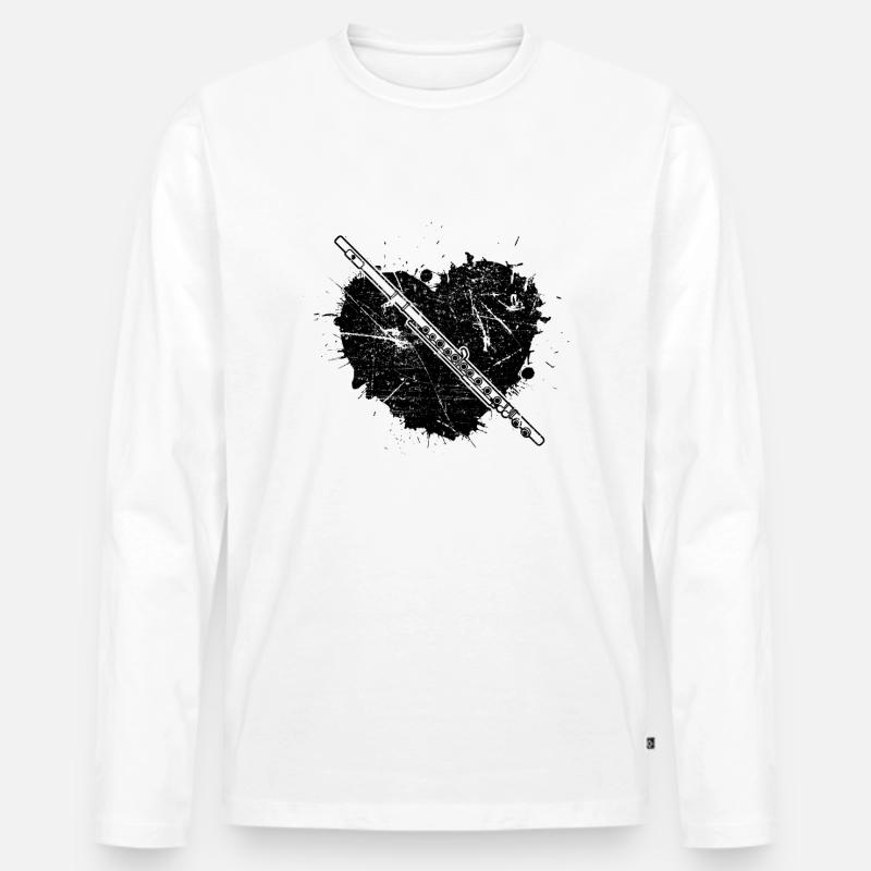 Querflöte Querflötenspieler Querflötist - Männer Premium Bio Langarmshirt - Weiß