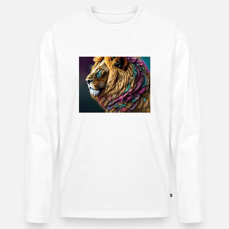 Löwe - Männer Premium Bio Langarmshirt - Weiß