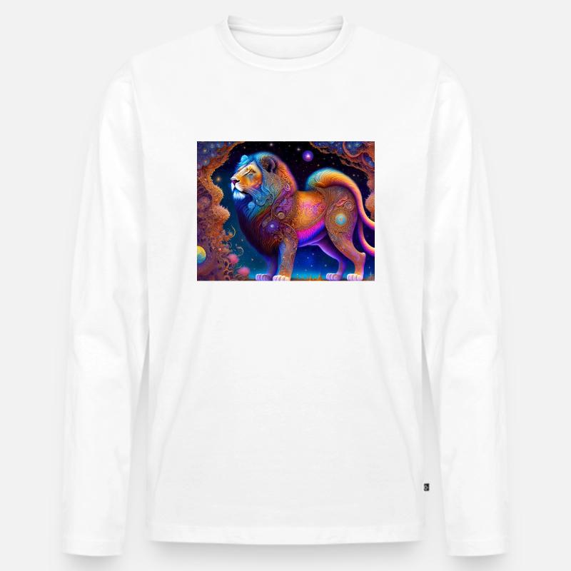 Löwe - Männer Premium Bio Langarmshirt - Weiß