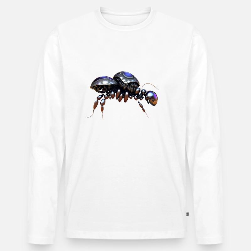Dicker Roboter Kaefer - Männer Premium Bio Langarmshirt - Weiß