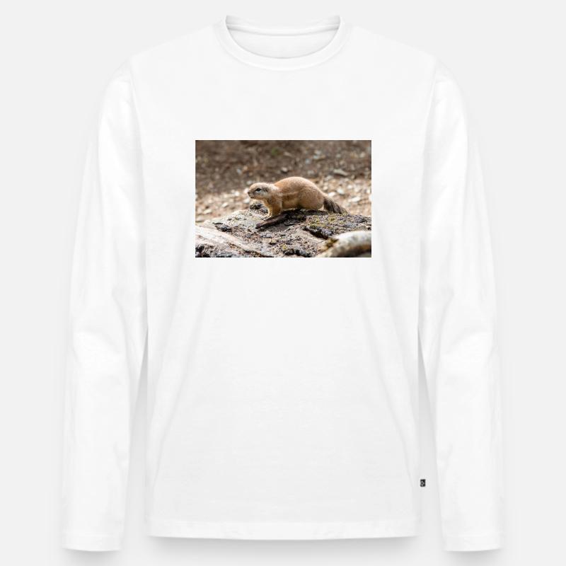 Afrikanisches Ziesel Borstenhörnchen Xerus - Männer Premium Bio Langarmshirt - Weiß