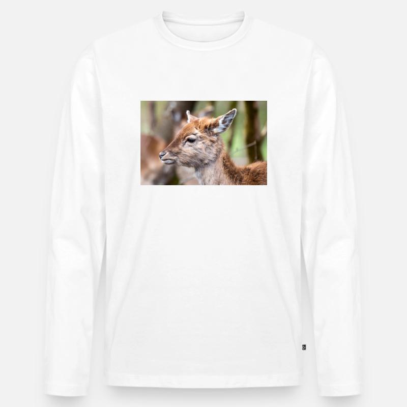 Damhirsch Damwild Dama - Männer Premium Bio Langarmshirt - Weiß