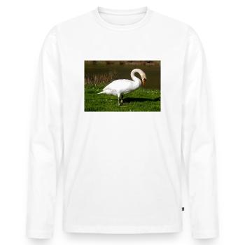 Cygne tuberculé (en allemand Höckerschwan) Cygnus olor - T-shirt manches longues Premium bio Homme - blanc - Devant - Nico (187cm)