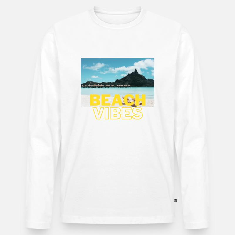 Beach 9 - Männer Premium Bio Langarmshirt - Weiß