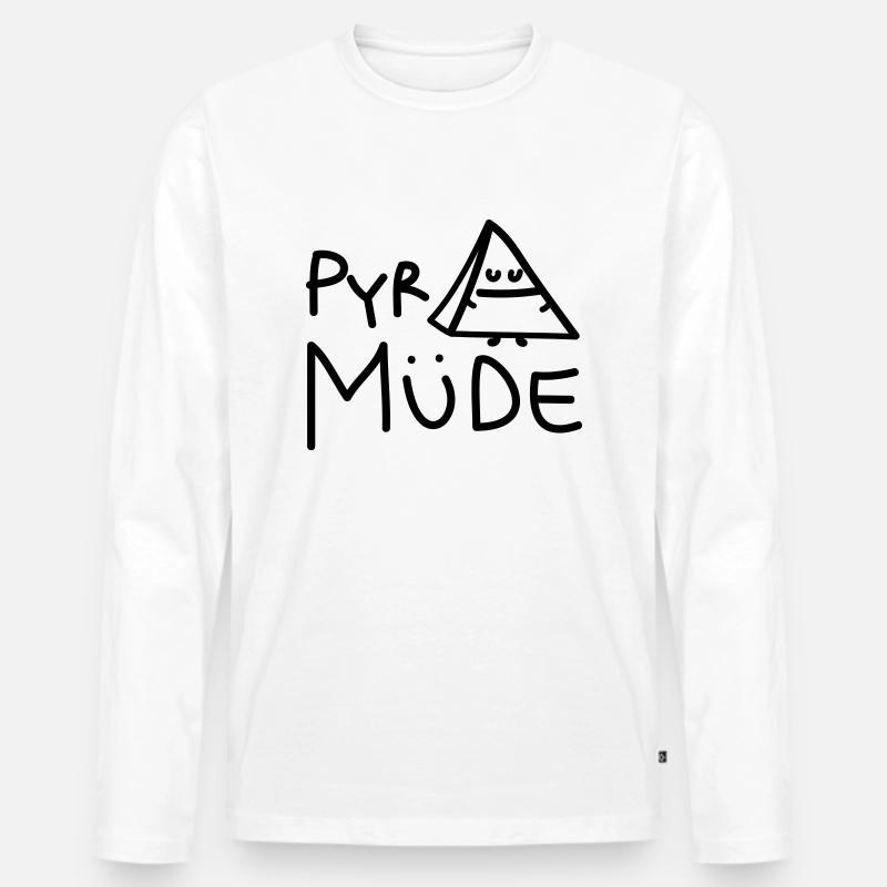 Lustige müde Pyramide - Männer Premium Bio Langarmshirt - Weiß