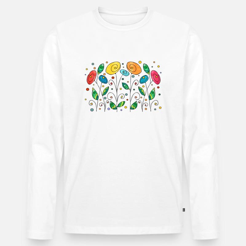 Blumen - Männer Premium Bio Langarmshirt - Weiß