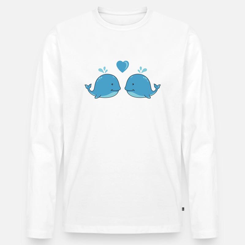wale verliebt - Männer Premium Bio Langarmshirt - Weiß