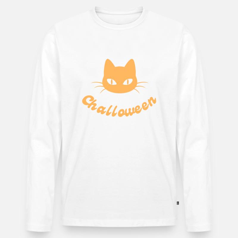 Challoween, Halloween-Katze - Männer Premium Bio Langarmshirt - Weiß