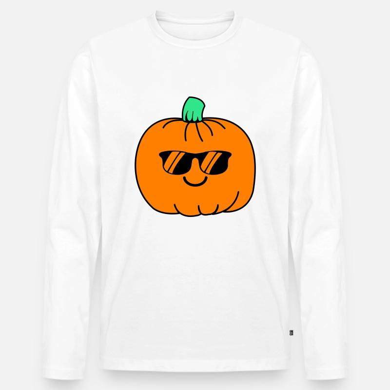 kürbis smile - Männer Premium Bio Langarmshirt - Weiß