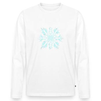 Jupe blanche flocon de neige Noël - T-shirt manches longues Premium bio Homme - blanc - Devant - Nico (187cm)