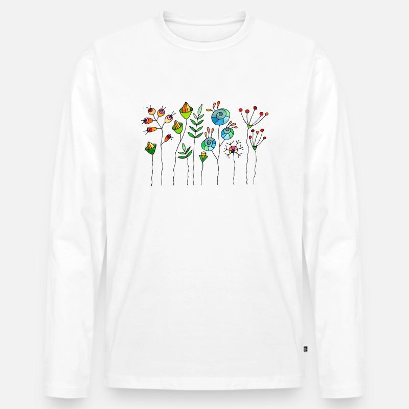 Blumen - Männer Premium Bio Langarmshirt - Weiß