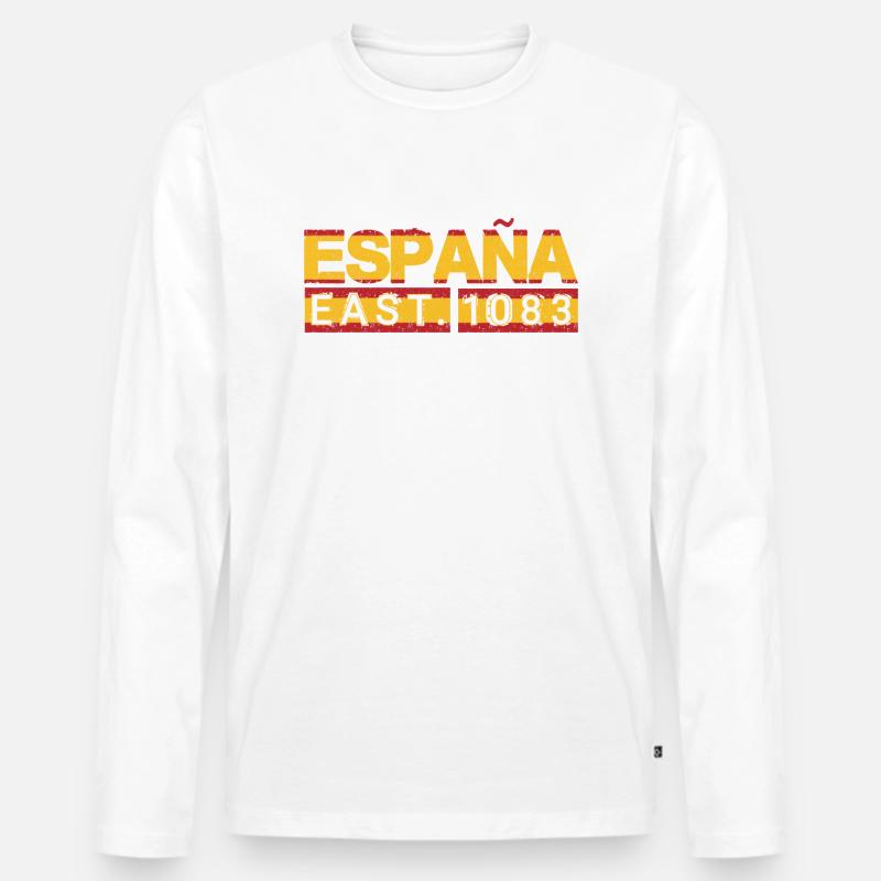 Spanien - 1083 - Männer Premium Bio Langarmshirt - Weiß