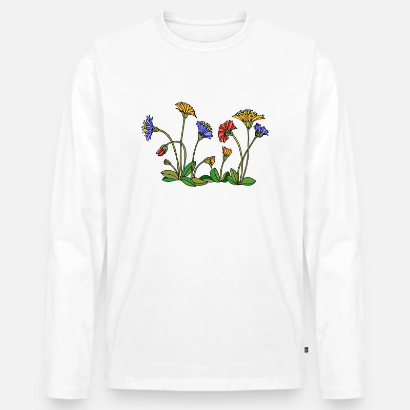 Blumen - Männer Premium Bio Langarmshirt - Weiß