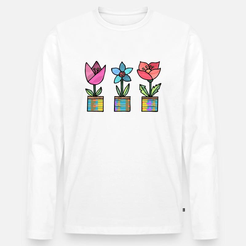 Blumen - Männer Premium Bio Langarmshirt - Weiß