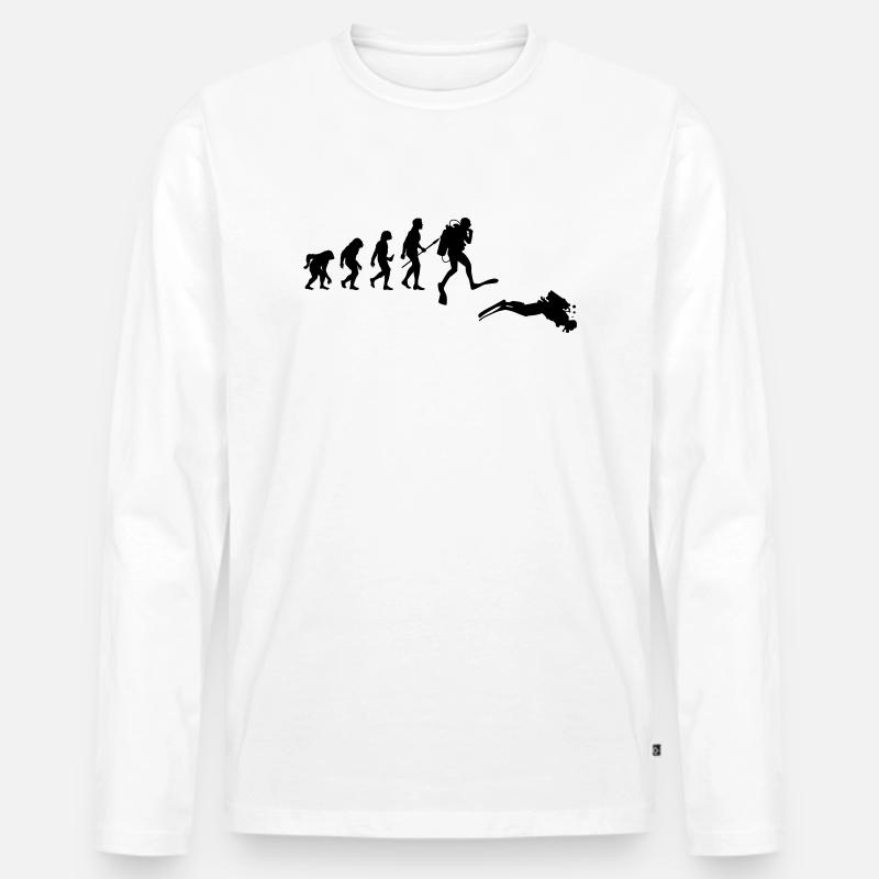 Evolution of Diver - Männer Premium Bio Langarmshirt - Weiß