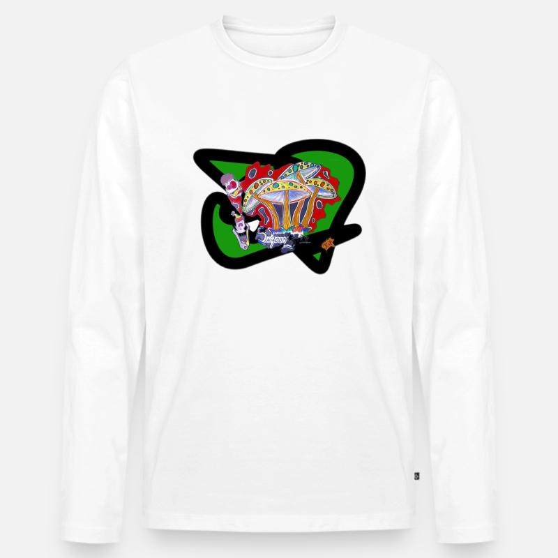 DIGITALmUSHROOMS - Männer Premium Bio Langarmshirt - Weiß