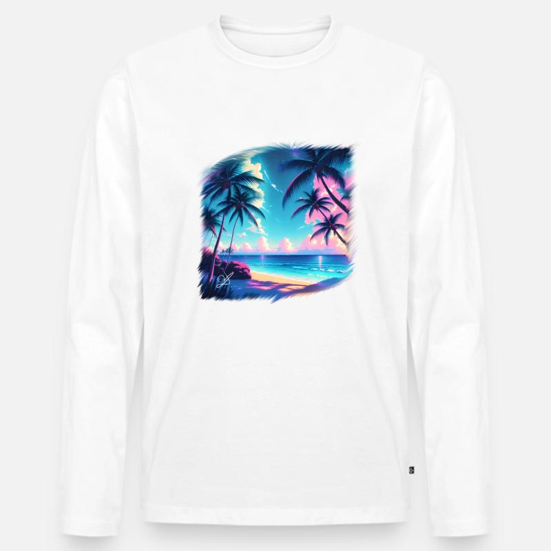 Zeit am Strand - Männer Premium Bio Langarmshirt - Weiß