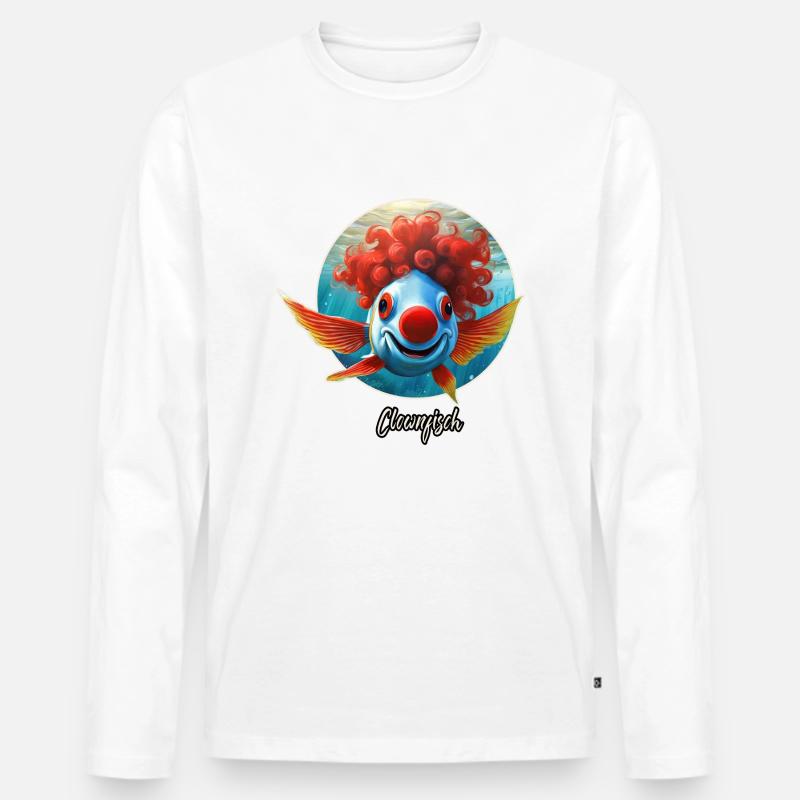 Wortspiel - Clownfisch - Männer Premium Bio Langarmshirt - Weiß