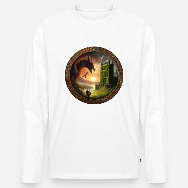 Drachenfreund - Männer Premium Bio Langarmshirt - Weiß