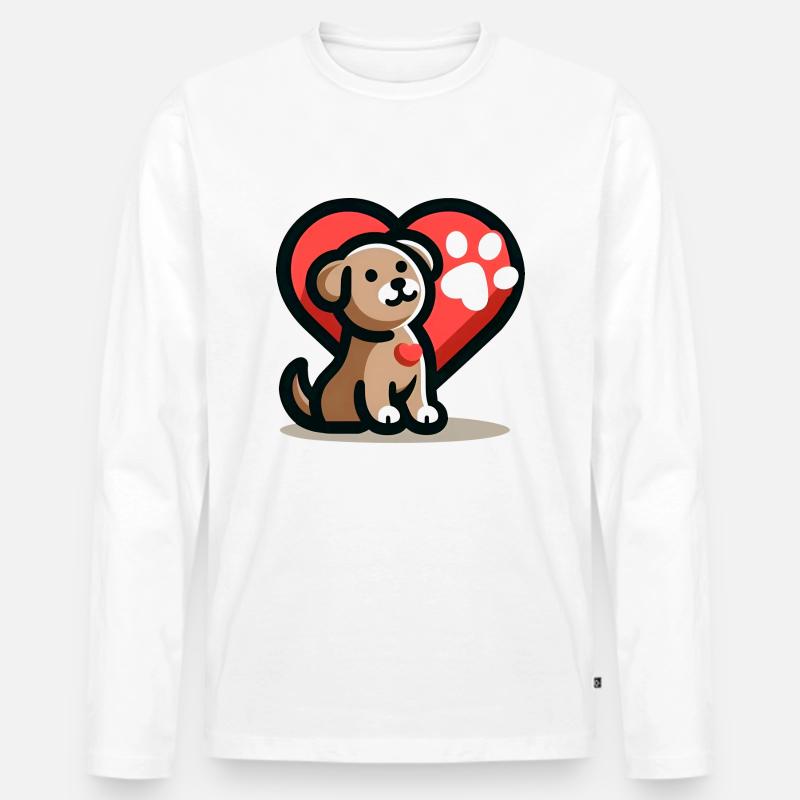 Hundeliebe - Männer Premium Bio Langarmshirt - Weiß