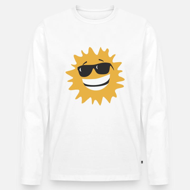 Sonne mit Brille - Männer Premium Bio Langarmshirt - Weiß