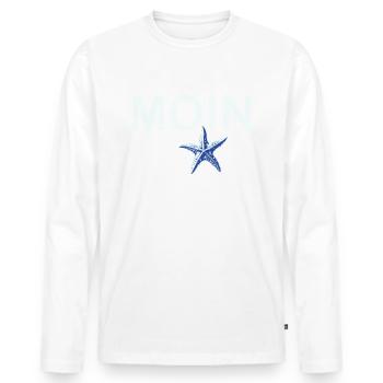 Moin mit Seestern - Männer Premium Bio Langarmshirt - Weiß - Vorne - Nico (187cm)