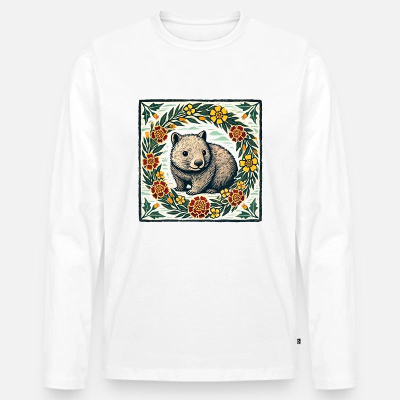 Wombat - Männer Premium Bio Langarmshirt - Weiß