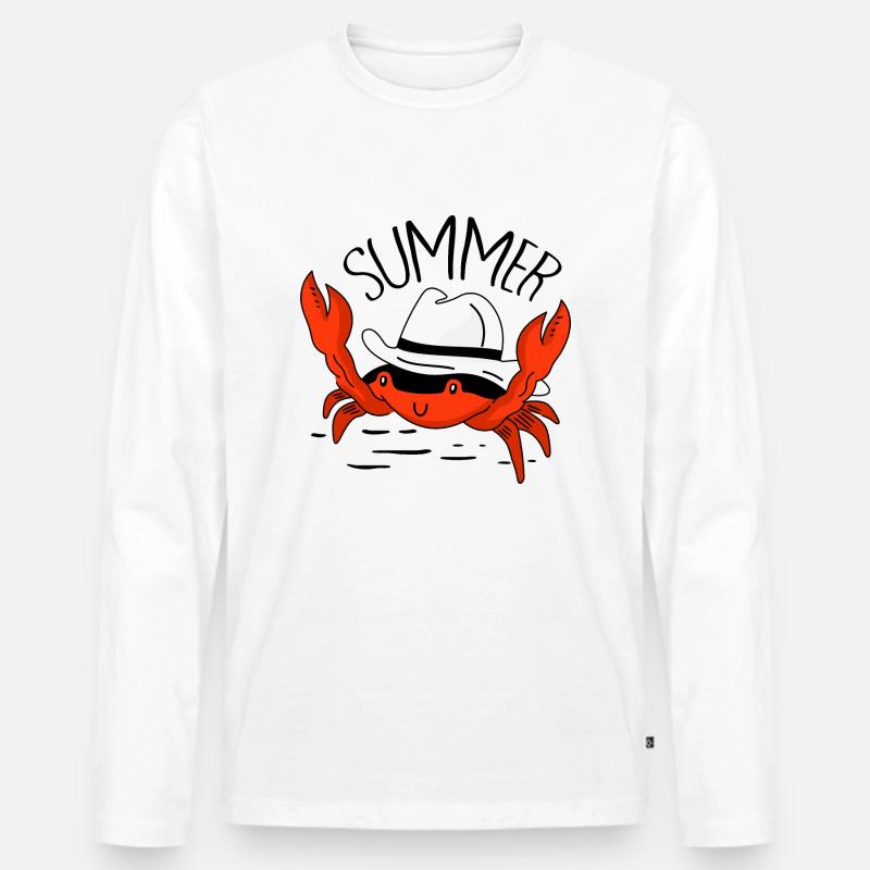 Krabbe mit hut - Männer Premium Bio Langarmshirt - Weiß
