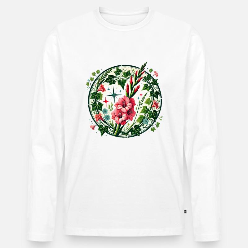Gladiole - Männer Premium Bio Langarmshirt - Weiß