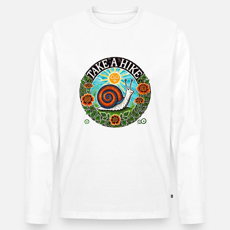 Wanderschnecke - Männer Premium Bio Langarmshirt - Weiß