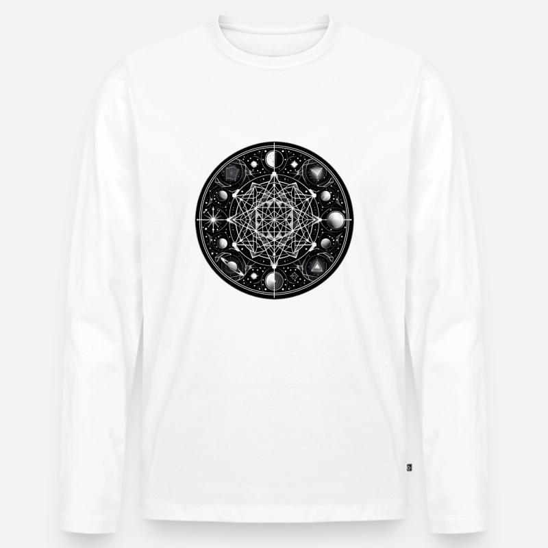 Celestial Geometry: Sacred Night Sky - Männer Premium Bio Langarmshirt - Weiß