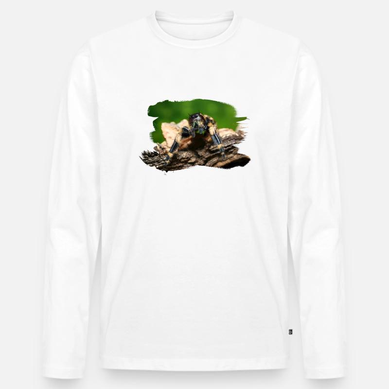 phidippus otiosus jumping spider, spring spinne - Männer Premium Bio Langarmshirt - Weiß
