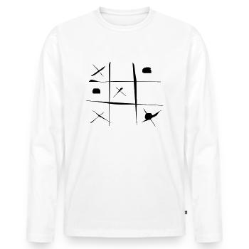TicTacToe - Männer Premium Bio Langarmshirt - Weiß - Vorne - Nico (187cm)