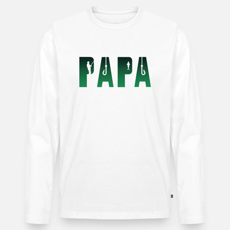 Fischer Papa - Männer Premium Bio Langarmshirt - Weiß