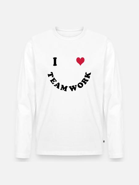 Ich liebe Teamwork - Männer Premium Bio Langarmshirt - Weiß