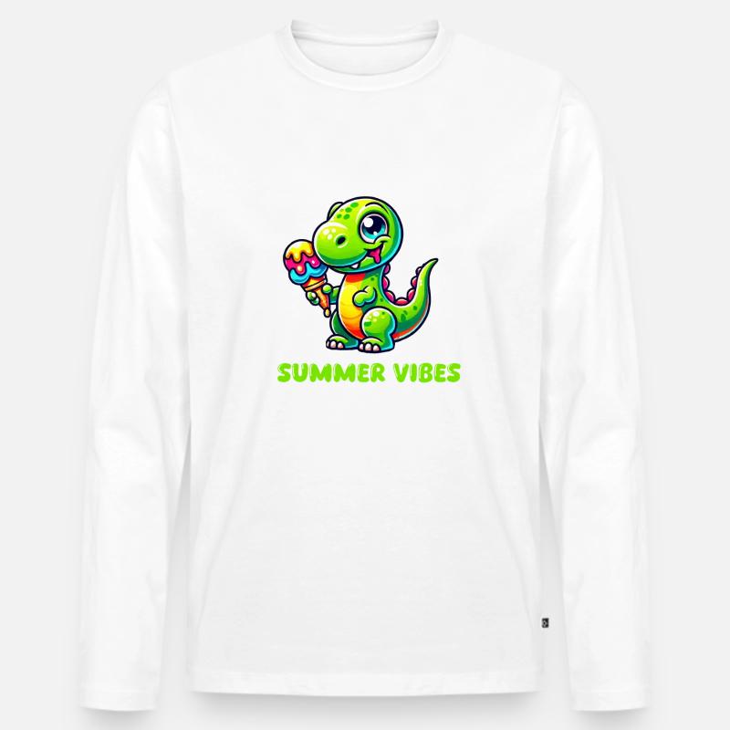 dino comic eis - Männer Premium Bio Langarmshirt - Weiß